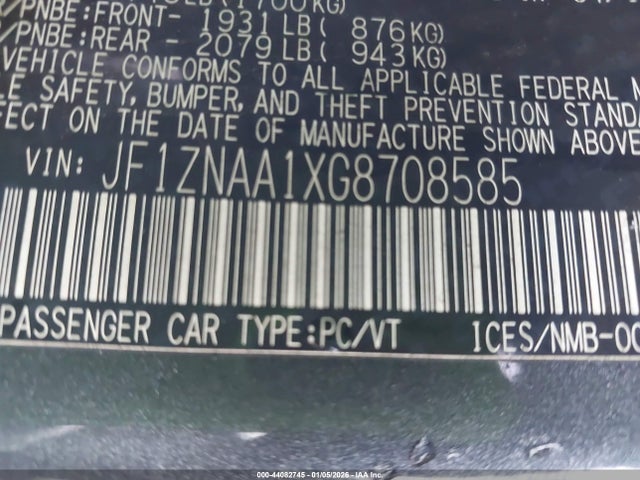 JF1ZNAA1XG8708585 Scion FR-S