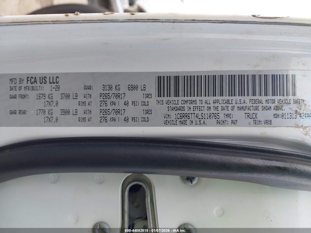 Продаж на аукціоні авто 2020 Ram 1500 Classic Slt  4x2 6'4 Box, vin: 1C6RR6TT4LS110765, номер лоту: 44082815