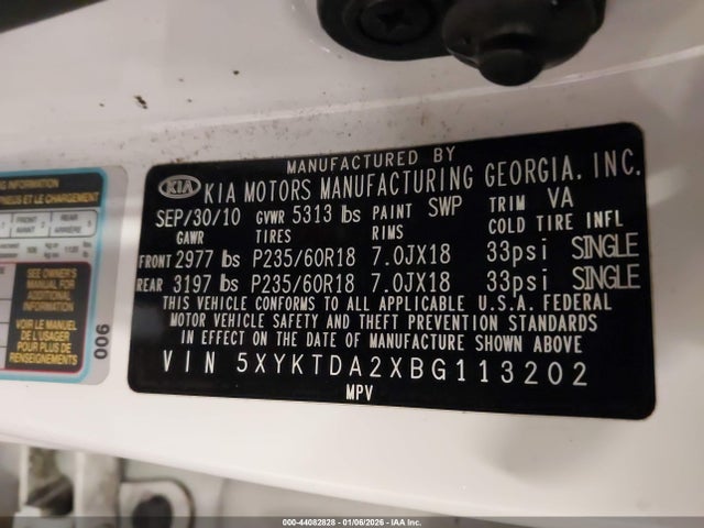 2011 KIA SORENTO 5XYKTDA2XBG113202 Photo 8