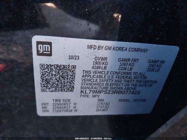 44082837 :رقم المزاد ، KL79MPS23RB077415 vin ، 2024 Chevrolet Trailblazer Fwd Lt مزاد بيع