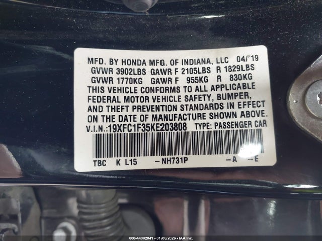 Honda CIVIC EX 2019 19XFC1F35KE203808 Image 9
