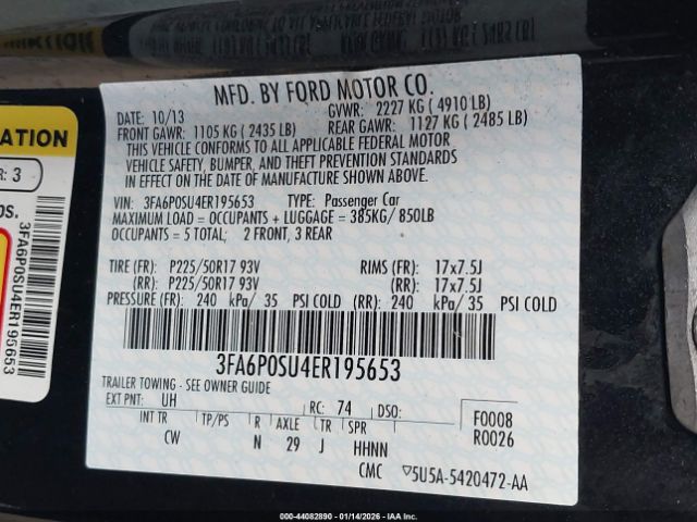 2014 FORD FUSION ENERGI 3FA6P0SU4ER195653 Photo 8