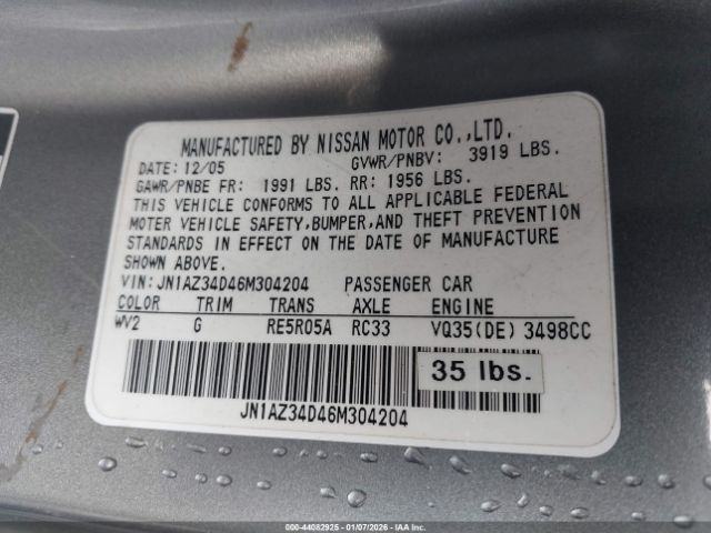 2006 NISSAN 350Z JN1AZ34D46M304204 Photo 8