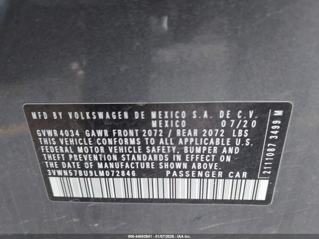 3VWN57BU9LM072846 Volkswagen Jetta 1.4t R-line/1.4t S/s