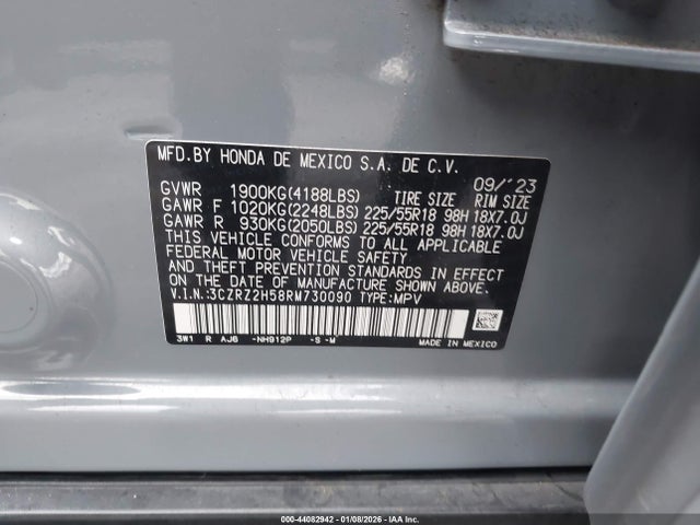 3CZRZ2H58RM730090 Honda Hr-v Awd Sport/awd Sport W/o Bsi