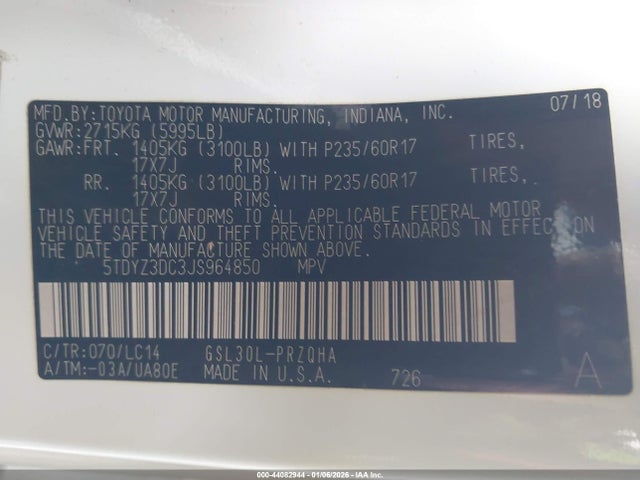 2018 TOYOTA SIENNA 5TDYZ3DC3JS964850 Photo 8