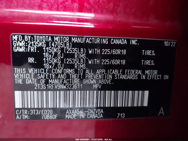 2T3S1RFV9NW323611 Toyota Rav4 Trd Off Road