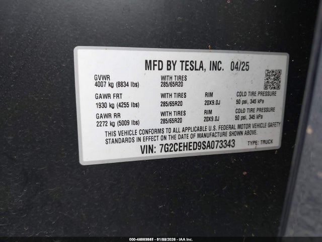 2025 TESLA CYBERTRUCK 7G2CEHED9SA073343 Photo 8