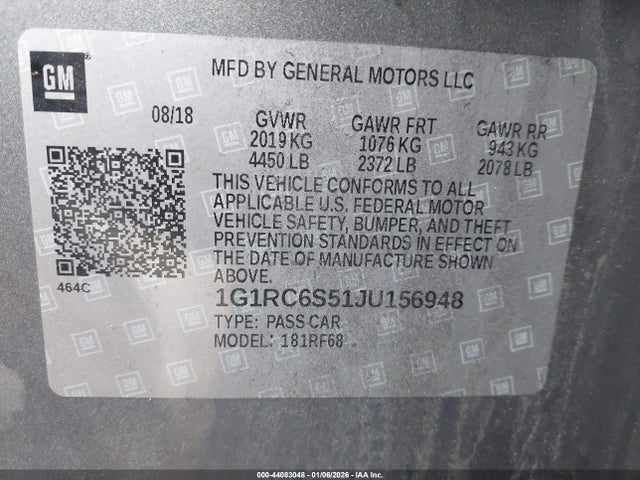 1G1RC6S51JU156948 Chevrolet VOLT LT