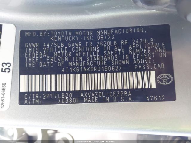 2024 TOYOTA CAMRY 4T1K61AK6RU190627 Photo 8