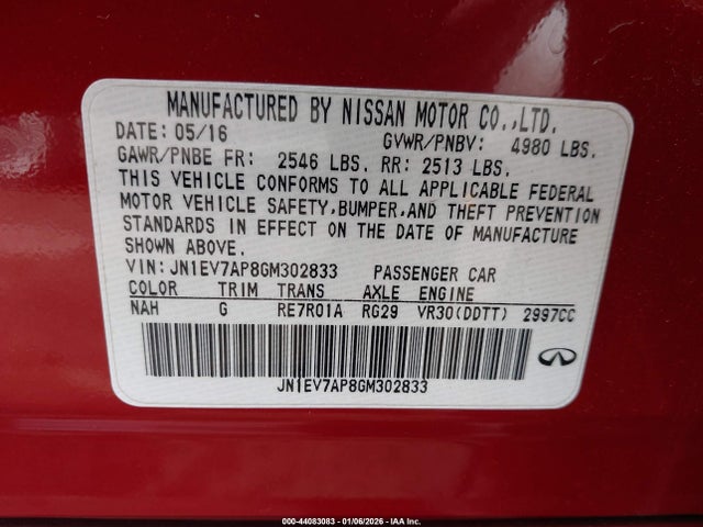 JN1EV7AP8GM302833 Infiniti Q50 3.0t Premium