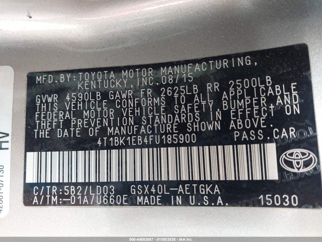 Toyota AVALON XLE 2015 4T1BK1EB4FU185900 Image 9
