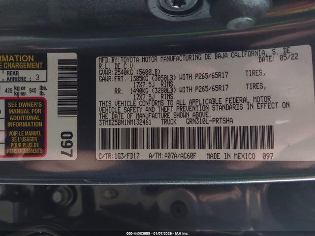 3TMDZ5BN1NM132461 Toyota Tacoma Trd Sport