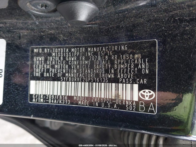 Toyota COROLLA LE 2016 5YFBURHE2GP516135 Image 9