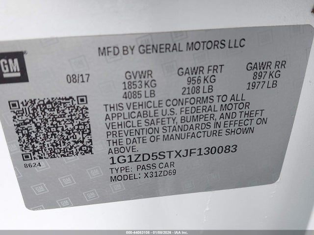 1G1ZD5STXJF130083 Chevrolet MALIBU LT