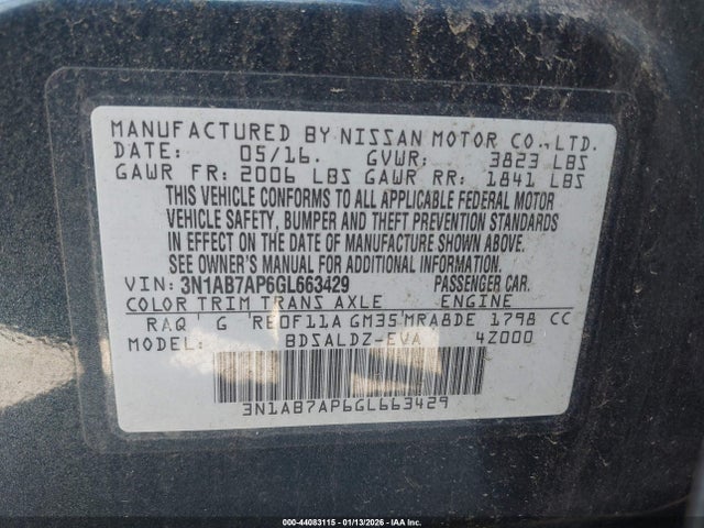 3N1AB7AP6GL663429 Nissan SENTRA SV