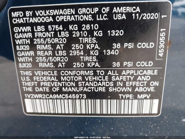 2021 VOLKSWAGEN ATLAS 1V2WR2CA9MC545973 Photo 8