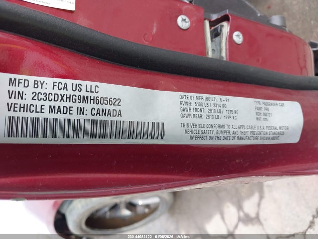 2C3CDXHG9MH605622 Dodge Charger Gt Rwd