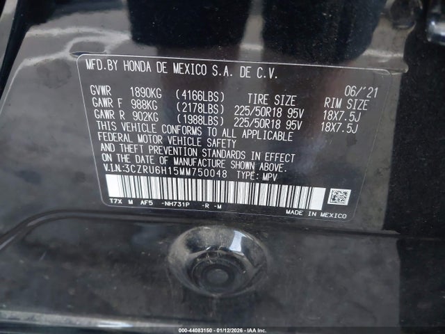 3CZRU6H15MM750048 Honda Hr-v Awd Sport