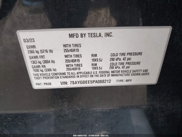 Продажа на аукционе авто 2023 Tesla Model Y Awd/long Range Dual Motor All-wheel Drive, vin: 7SAYGDEE5PA088212, номер лота: 44083162