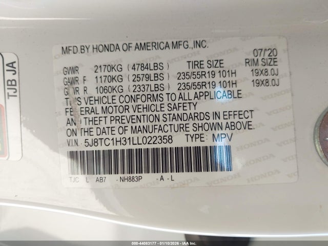 5J8TC1H31LL022358 Acura Rdx Standard