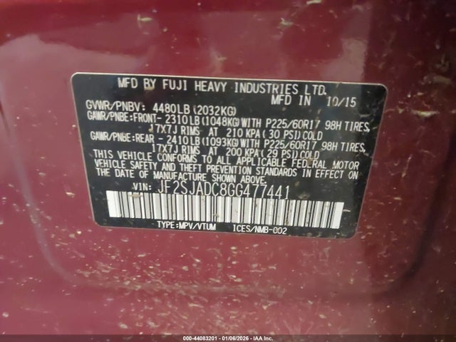 Продаж на аукціоні авто 2016 Subaru Forester 2.5i Premium, vin: JF2SJADC8GG477441, номер лоту: 44083201