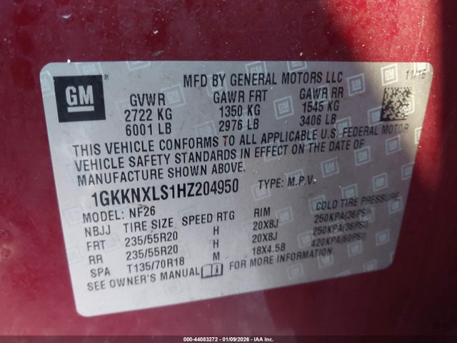 1GKKNXLS1HZ204950 GMC Acadia Denali