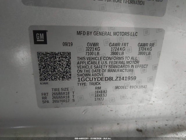 1GCUYDED8LZ141959 Chevrolet Silverado 1500 4wd Short Bed Lt