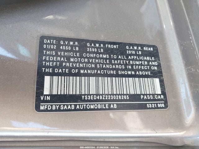 2002 SAAB 9-5 YS3ED49Z223028265 Photo 8