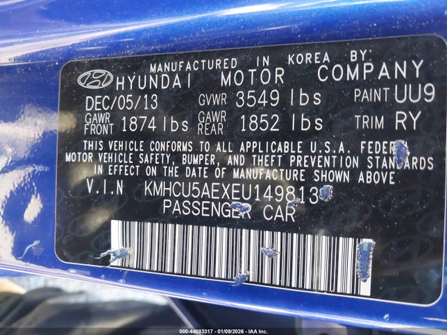 KMHCU5AEXEU149813 Hyundai ACCENT SE