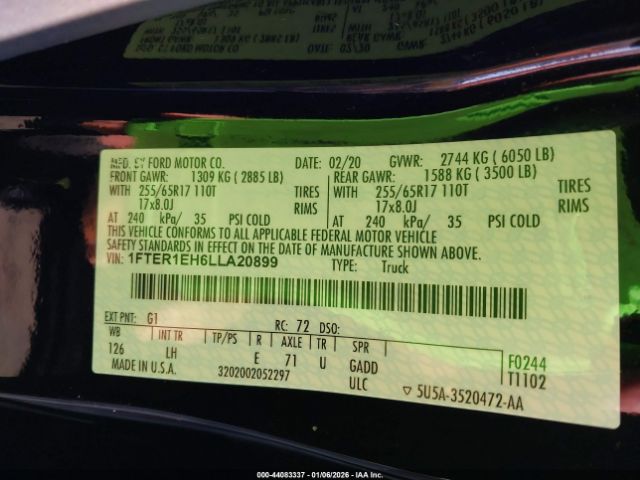 2020 FORD RANGER 1FTER1EH6LLA20899 Photo 8