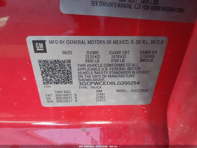 3GCPWCED0LG350254 Chevrolet Silverado 1500 2wd Short Bed Lt