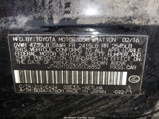 2016 LEXUS IS 300 JTHCM1D23G5008852 Photo 8