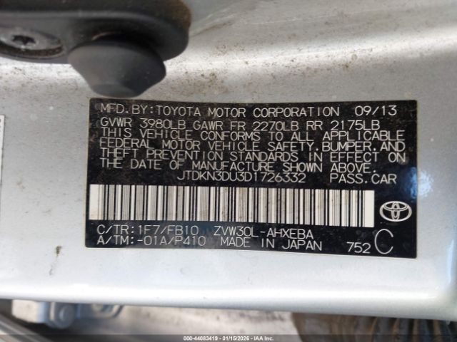 2013 TOYOTA PRIUS JTDKN3DU3D1726332 Photo 8