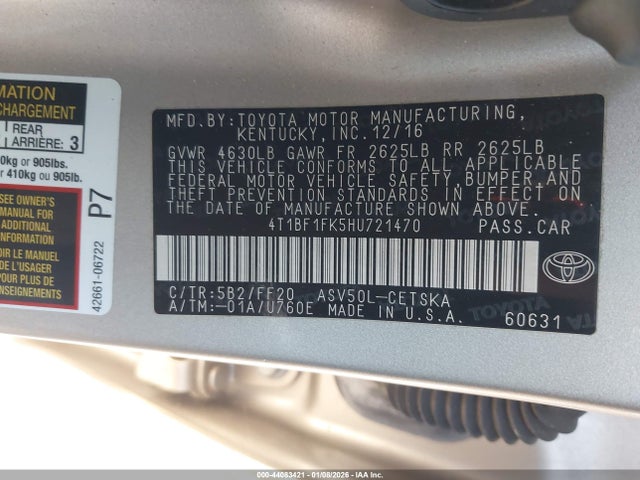 Toyota CAMRY SE 2017 4T1BF1FK5HU721470 Image 9