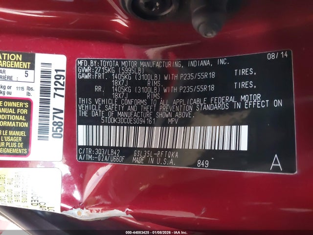Toyota Sienna Xle 7 Passenger 2014 5TDDK3DC0ES094161 Image 9