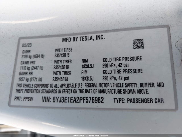 2023 TESLA MODEL 3 5YJ3E1EA2PF576982 Photo 8