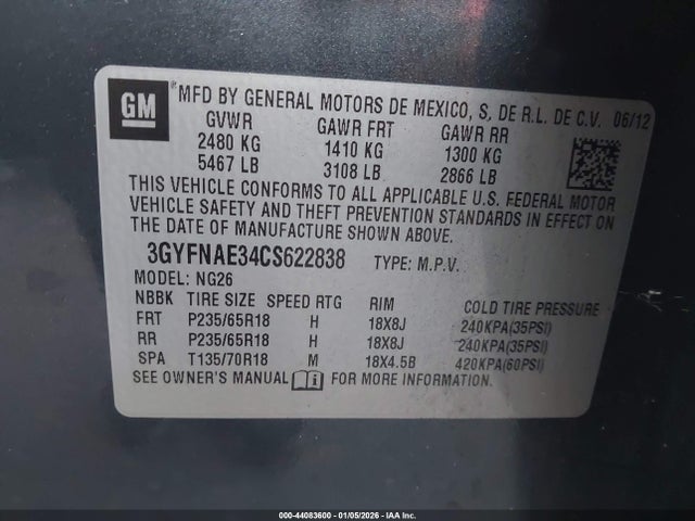 2012 CADILLAC SRX 3GYFNAE34CS622838 Photo 8