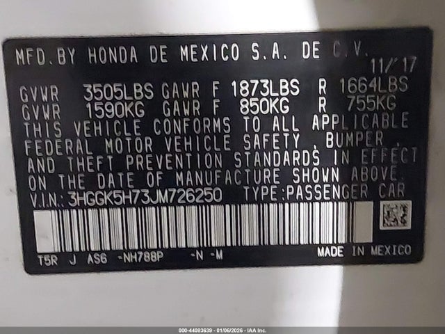 3HGGK5H73JM726250 Honda Fit Sport