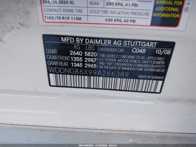 2009 MERCEDES-BENZ S 550 WDDNG86X99A266389 Photo 8
