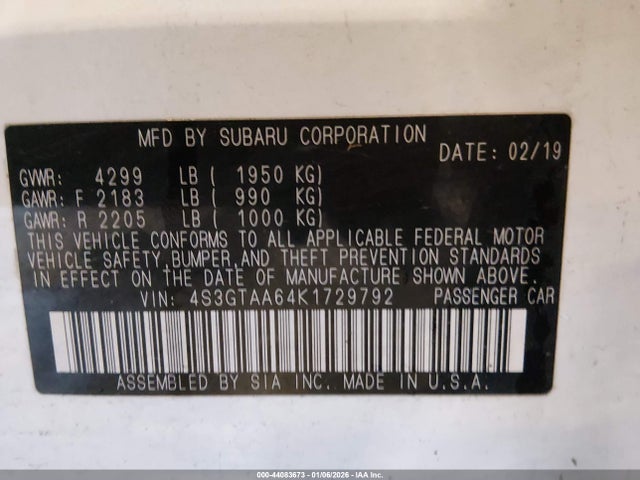 Subaru Impreza 2.0i 2019 4S3GTAA64K1729792 Image 9