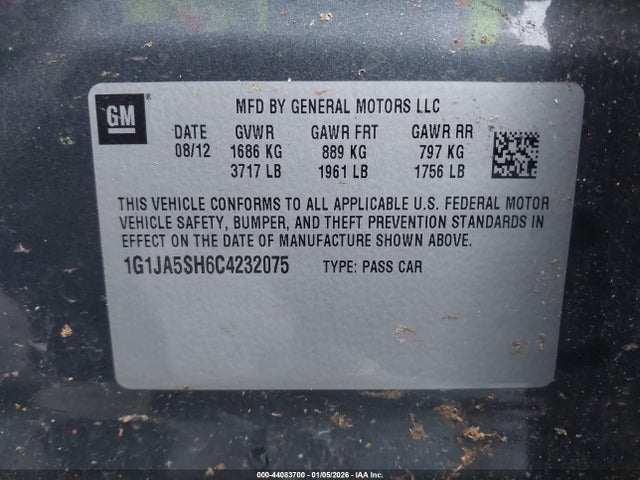 2012 CHEVROLET SONIC 1G1JA5SH6C4232075 Photo 8