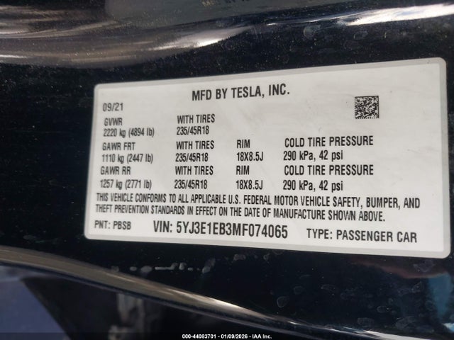 2021 TESLA MODEL 3 5YJ3E1EB3MF074065 Photo 8