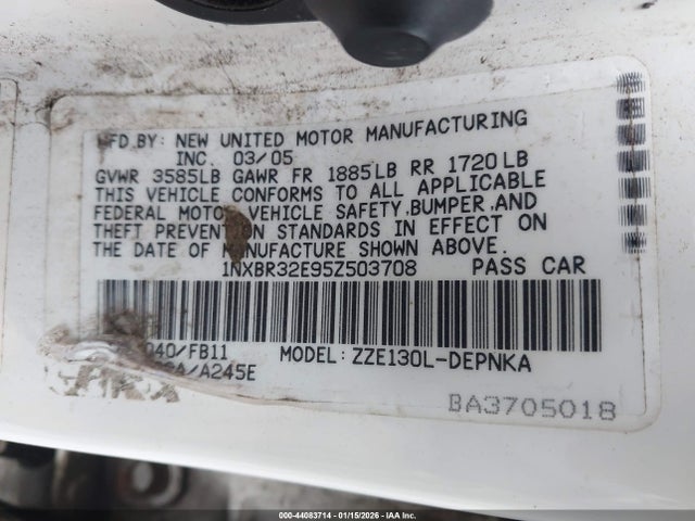 44083714 :رقم المزاد ، 1NXBR32E95Z503708 vin ، 2005 Toyota Corolla Le مزاد بيع