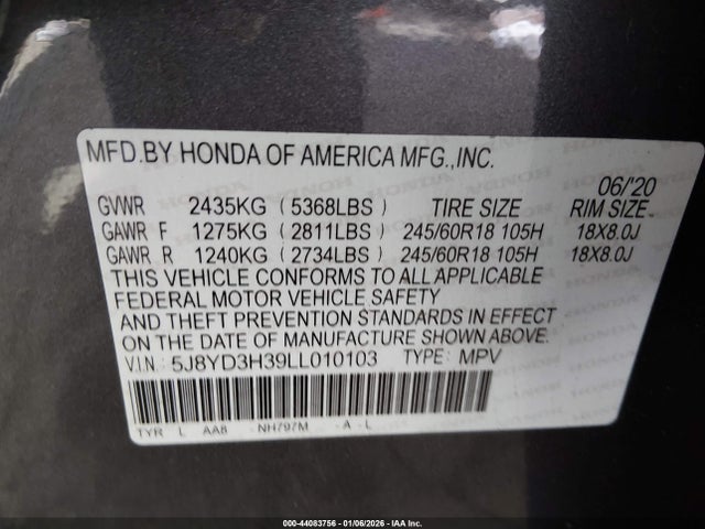 2020 ACURA MDX 5J8YD3H39LL010103 Photo 8