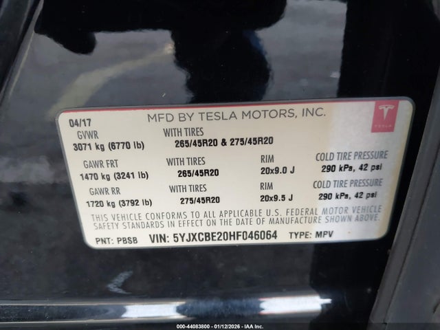 2017 TESLA MODEL X 5YJXCBE20HF046064 Photo 8