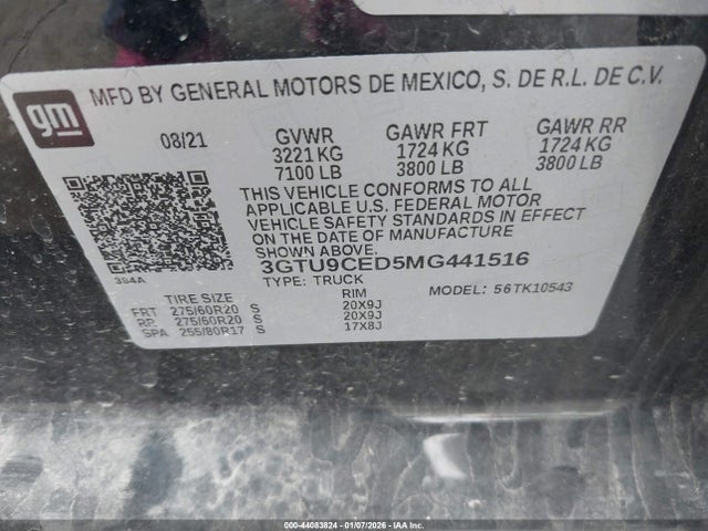 Продажа на аукционе авто 2021 Gmc Sierra 1500 4wd  Short Box Elevation, vin: 3GTU9CED5MG441516, номер лота: 44083824