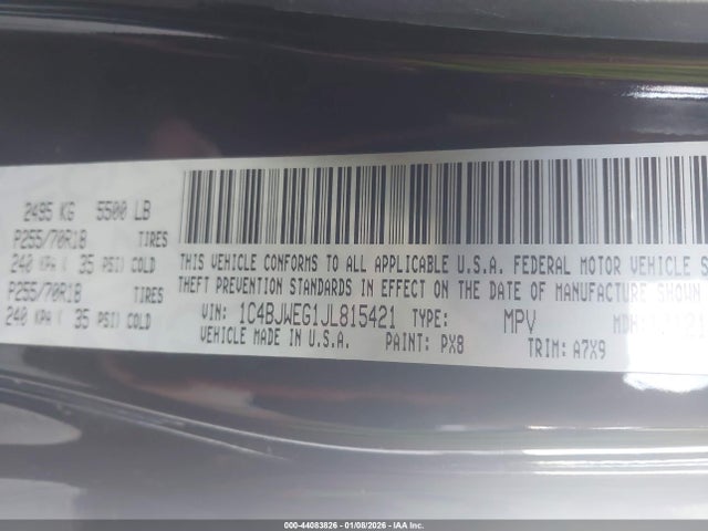 2018 JEEP WRANGLER JK UNLIMITED 1C4BJWEG1JL815421 Photo 8