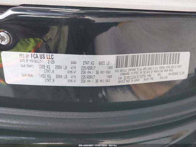 Aukcja sprzedaży 2020 Chrysler Voyager Lxi, vin: 2C4RC1DGXLR172770, numer aukcji: 44083901