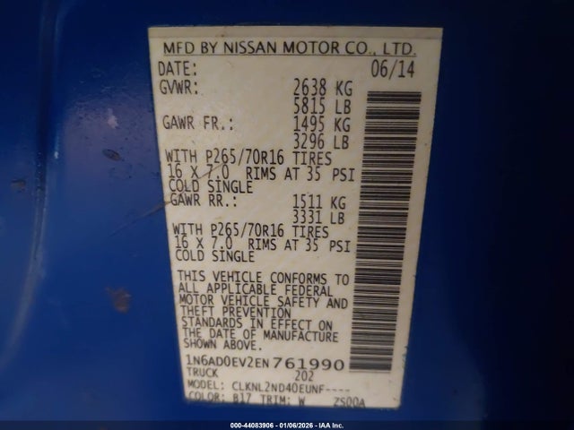 Nissan Frontier Sv 2014 1N6AD0EV2EN761990 Image 9
